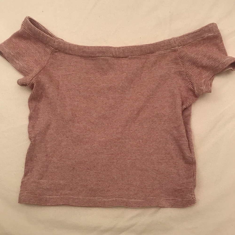 zara red and white off the shoulder top